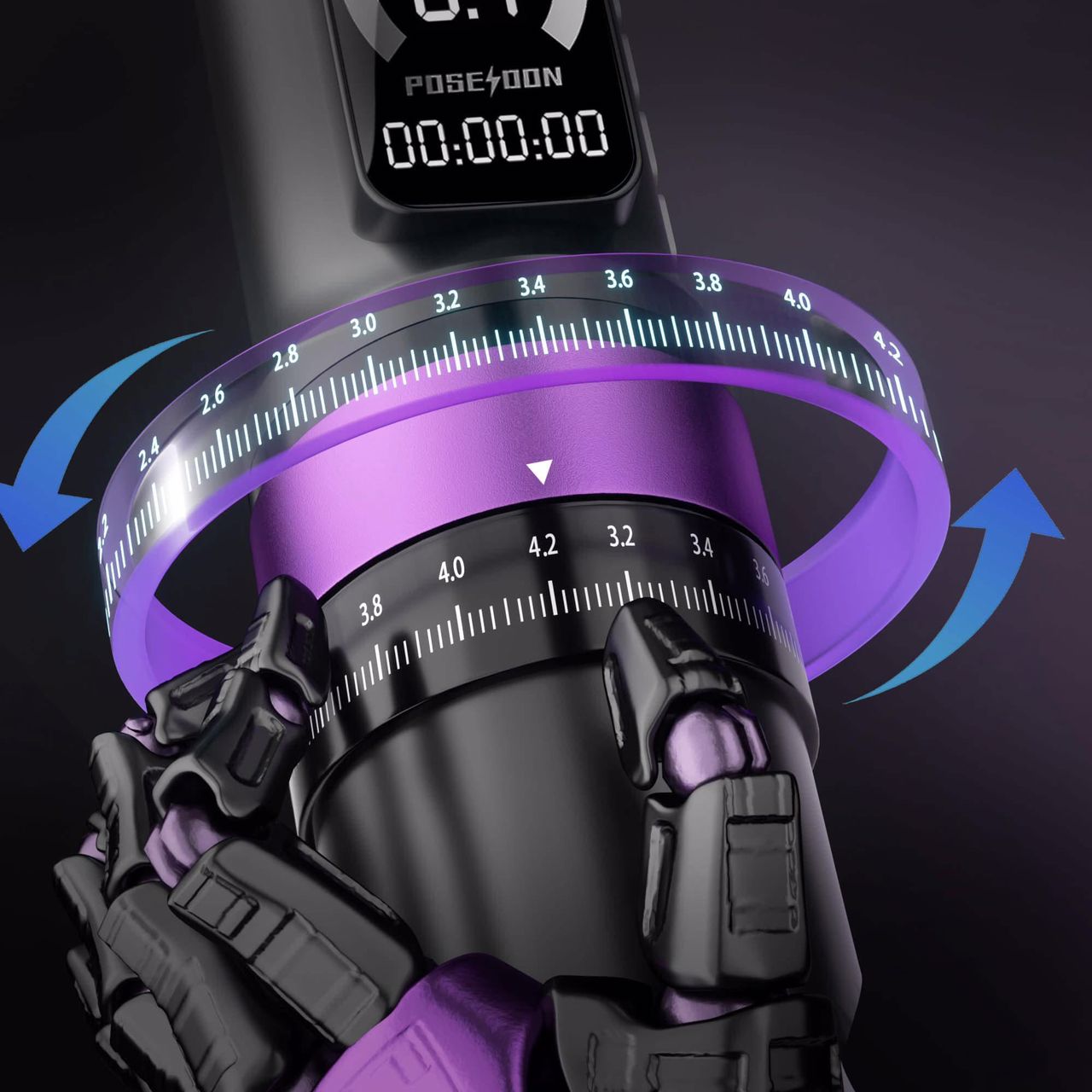Poseidon tattoo machine with 7 stroke-Purple with 2 batteries