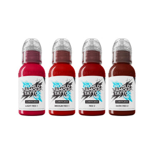 World Famous Limitless Tattoo Ink - Shades of Red Collection - 4x 30 ml