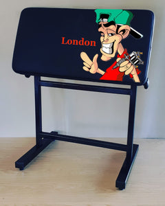 Large arm rest with London logo on it